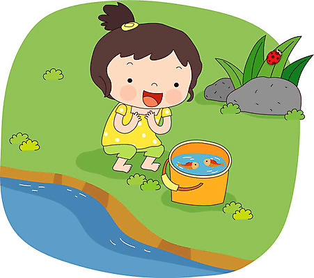 EPS 전신 계절 여자 어린이라이프 초등학생 어린이 일러스트 어류 한명 사람 앉기 소녀 여름 강 개울 강가 양동이 무당벌레 송사리 피라미 여자만 여자한명만 어린이만 소녀만 소녀한명만 국내일러스트 1 학생 라이프스타일 곤충 모션 수중동물 민물고기 파일형식 벡터