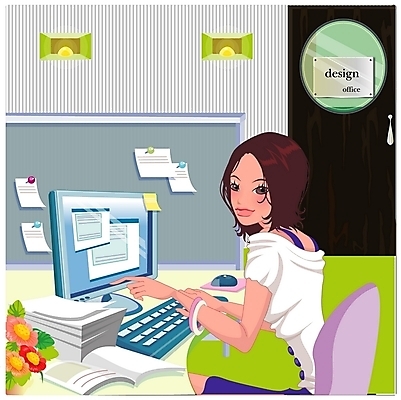 EPS 여자 일러스트 비즈니스 실내 한명 사람 앉기 상반신 20대 성인 컴퓨터 사무실 업무 직장인 비즈니스우먼 작업실 여자만 여자한명만 성인여자만 청년만 청년여자만 성인한명만 청년여자한명만 성인여자한명만 성인만 국내일러스트 직업 1 모션 청년 내부 전자제품 작업 파일형식 벡터