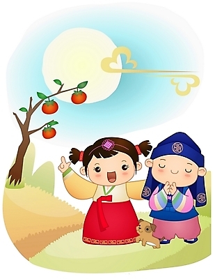 EPS 주간 전신 전통 계절 여자 명절 남자 어린이 일러스트 서기 사람 소녀 소년 야외 두명 반려동물 추석 가을 개 강아지 한복 감나무 어린이만 국내일러스트 자연요소 나무 동물 한국전통 기념일 포유류 모션 감 전통의상 파일형식 벡터