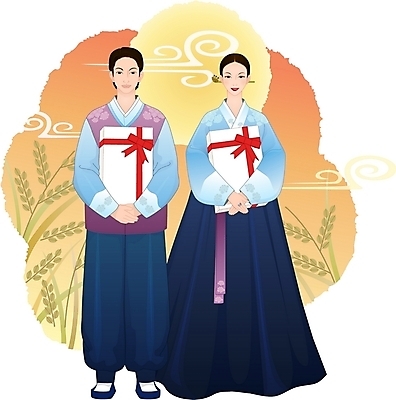 EPS 전신 전통 부부 커플 여자 명절 남자 일러스트 선물 서기 사람 성인 두명 추석 한복 추석선물 성인만 국내일러스트 한국전통 기념일 관계 모션 전통의상 파일형식 벡터 명절선물