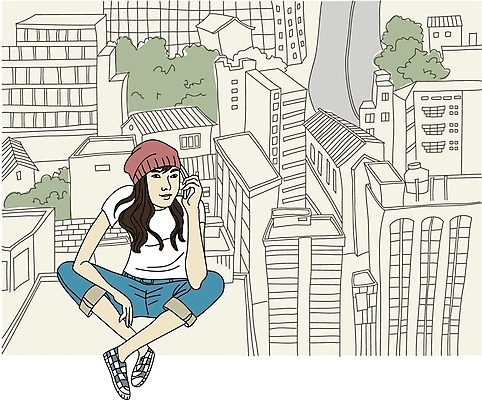 EPS 라이프스타일 여자 일러스트 휴식 한명 사람 빌딩 20대 성인 취미 야외 건물 라이프 스마트폰 하이앵글 도시 옥상 통화 여자만 여자한명만 성인여자만 청년만 청년여자만 성인한명만 청년여자한명만 성인여자한명만 성인만 국내일러스트 1 건축물 뷰포인트 컨셉 모션 청년 생활 핸드폰 스마트기기 파일형식 벡터