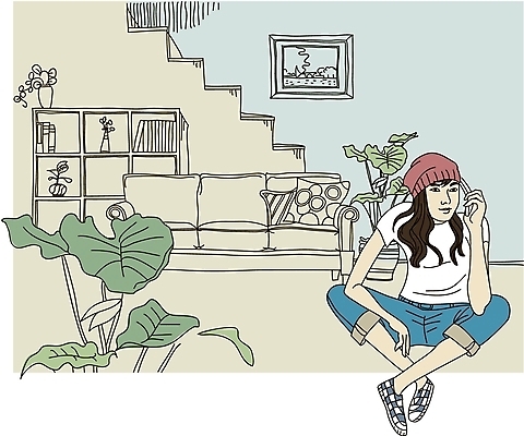 EPS 라이프스타일 여자 거실 일러스트 집안 휴식 실내 한명 사람 20대 성인 취미 라이프 스마트폰 소파 통화 여자만 여자한명만 성인여자만 청년만 청년여자만 성인한명만 청년여자한명만 성인여자한명만 성인만 국내일러스트 1 컨셉 의자 모션 청년 내부 생활 핸드폰 스마트기기 파일형식 벡터