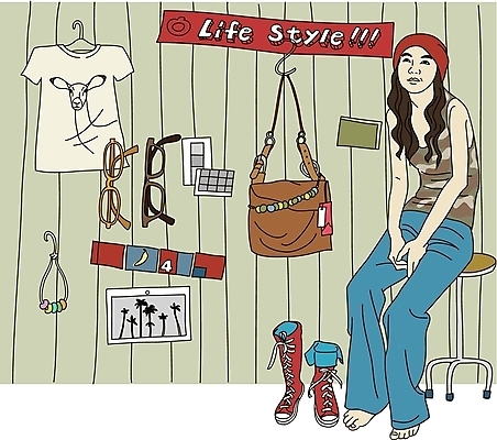 EPS 라이프스타일 잡화 옷 여자 패션 안경 신발 가방 일러스트 실내 한명 사람 20대 성인 쇼핑 여자만 여자한명만 성인여자만 청년만 청년여자만 성인한명만 청년여자한명만 성인여자한명만 성인만 국내일러스트 1 청년 내부 생활 파일형식 벡터
