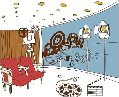 EPS 라이프스타일 의자 일러스트 휴식 조명 실내 취미 사람없음 라이프 소파 클래퍼보드 필름 영화 오브젝트 영사기 국내일러스트 가구 컨셉 문화예술 내부 생활 파일형식 벡터