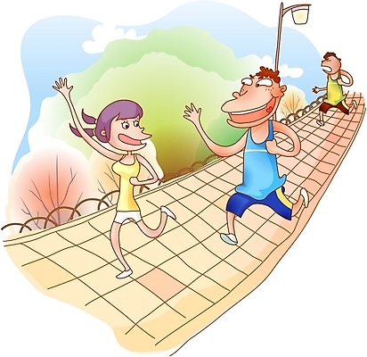 EPS 주간 라이프스타일 여자 남자 일러스트 사람 취미 야외 세명 달리기 조깅 운동 국내일러스트 자연요소 모션 건강 생활 파일형식 벡터