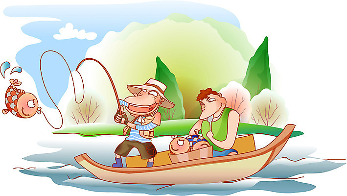 EPS 주간 라이프스타일 남자 일러스트 낚시 어류 사람 취미 야외 두명 강 낚싯대 선박 남자만 국내일러스트 자연요소 수상교통 레저 생활 수중동물 낚시용품 파일형식 벡터