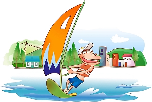 EPS 주간 라이프스타일 계절 남자 일러스트 한명 사람 20대 성인 취미 야외 여름 레포츠 윈드서핑 남자만 남자한명만 성인남자만 청년만 청년남자만 청년남자한명만 성인한명만 성인남자한명만 성인만 국내일러스트 자연요소 1 레저 청년 생활 수상스포츠 파일형식 벡터