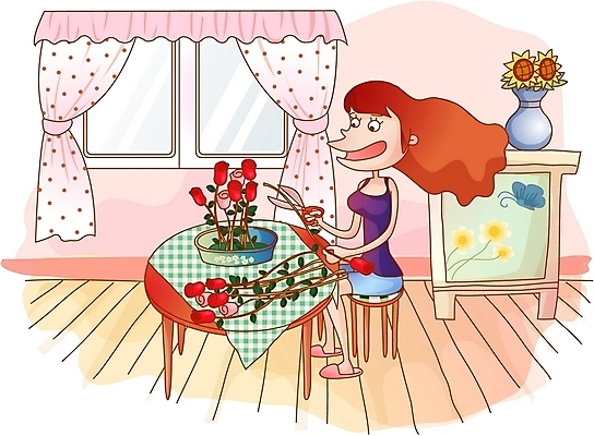 EPS 라이프스타일 여자 일러스트 탁자 가위 실내 한명 사람 20대 성인 취미 장미 꽃꽂이 여자만 여자한명만 성인여자만 청년만 청년여자만 성인한명만 청년여자한명만 성인여자한명만 성인만 국내일러스트 1 꽃 가구 문구용품 청년 내부 생활 원예 파일형식 벡터