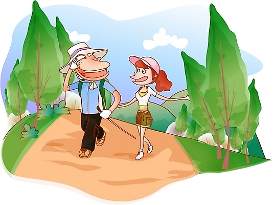 EPS 주간 나무 라이프스타일 커플 계절 여자 남자 일러스트 산 사람 취미 야외 두명 여름 레포츠 산책 등산 로맨틱 국내일러스트 자연요소 식물 컨셉 관계 레저 휴식 생활 트래킹 파일형식 벡터