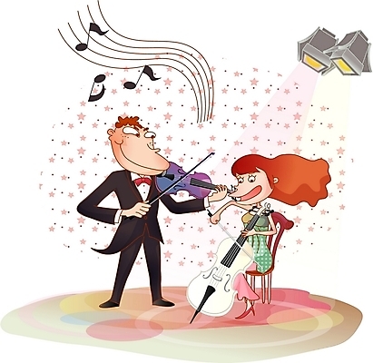 EPS 직업 라이프스타일 커플 여자 남자 악기 음악 연주 일러스트 현악기 조명 사람 취미 두명 연주자 무대 바이올린 첼로 국내일러스트 관계 문화예술 생활 음악가 파일형식 벡터 찰현악기