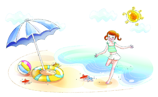 EPS 주간 우먼라이프 사계절 계절 여자 초등학생 어린이 바다 여행 일러스트 하늘 휴가 한명 사람 소녀 취미 해변 야외 라이프 여름 여름휴가 바캉스 파라솔 여자만 여자한명만 어린이만 소녀만 소녀한명만 국내일러스트 자연요소 1 학생 라이프스타일 생활 파일형식 벡터 여름_계절