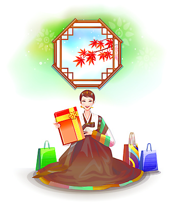 EPS 한국전통 전통 여자 명절 일러스트 실내 선물 한명 사람 20대 성인 선물상자 뷰티 쇼핑백 추석 한복 추석선물 여자만 여자한명만 성인여자만 청년만 청년여자만 성인한명만 청년여자한명만 성인여자한명만 성인만 국내일러스트 1 기념일 가방 한국 청년 내부 상자 전통의상 파일형식 벡터 명절선물