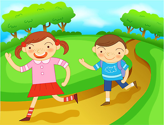 EPS 주간 여자 기념일 남자 어린이 일러스트 사람 야외 두명 달리기 소풍 어린이날 어린이만 국내일러스트 자연요소 모션 이벤트 야외활동 파일형식 벡터