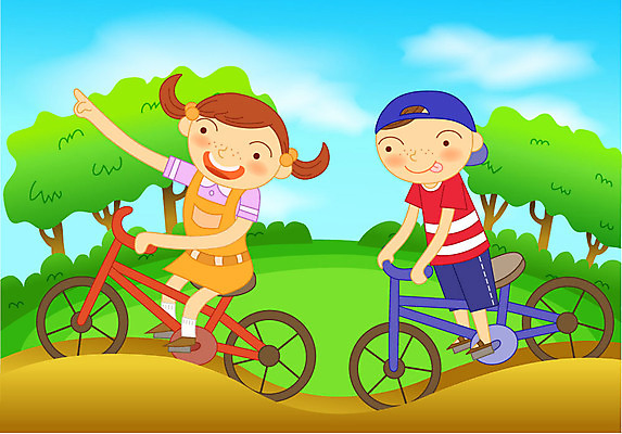 EPS 주간 여자 기념일 남자 어린이 일러스트 사람 야외 두명 자전거 승차 어린이날 어린이만 국내일러스트 자연요소 모션 이벤트 바이크 파일형식 벡터