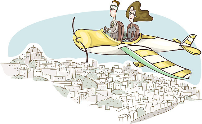 EPS 여자 남자 일러스트 비즈니스 모션 고글 비행기 사람 빌딩 야외 두명 건물 비행 도시 직장인 비즈니스맨 비즈니스우먼 출장 국내일러스트 직업 건축물 항공교통 대중교통 파일형식 벡터