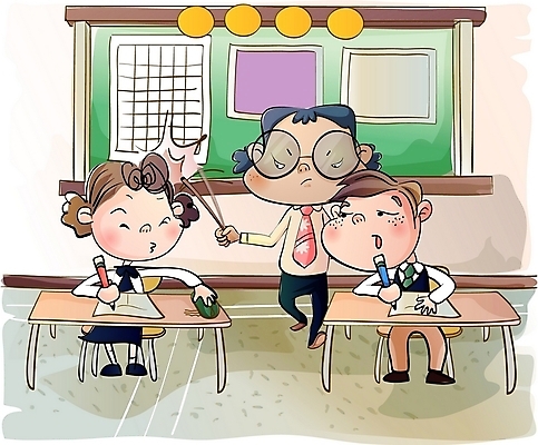 EPS 학생 여학생 여자 교육 남자 남학생 일러스트 교실 학교 실내 사람 세명 스쿨라이프 교사 시험 컨닝 국내일러스트 직업 라이프스타일 내부 파일형식 벡터