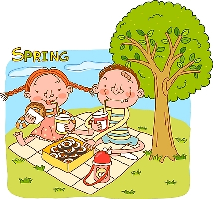 EPS 주간 나무 사계절 계절 여자 남자 어린이라이프 음료 어린이 일러스트 자연 사람 소녀 소년 야외 두명 소풍 봄 도넛 순수 돗자리 김밥 도시락 어린이만 국내일러스트 자연요소 식물 라이프스타일 음식 컨셉 디저트 야외활동 생태계 파일형식 벡터