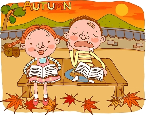 EPS 사계절 계절 여자 어린이교육 교육 남자 어린이라이프 어린이 단풍 낙엽 일러스트 자연 사람 소녀 소년 야외 두명 책 독서 가을 잠 수면 졸음 순수 평상 침 어린이만 국내일러스트 라이프스타일 감정 컨셉 잎 물 생태계 파일형식 벡터
