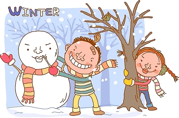 EPS 나무 사계절 계절 여자 남자 어린이라이프 어린이 겨울 일러스트 자연 눈사람 사람 소녀 소년 야외 두명 눈 순수 어린이만 국내일러스트 자연요소 식물 라이프스타일 컨셉 날씨 생태계 파일형식 벡터
