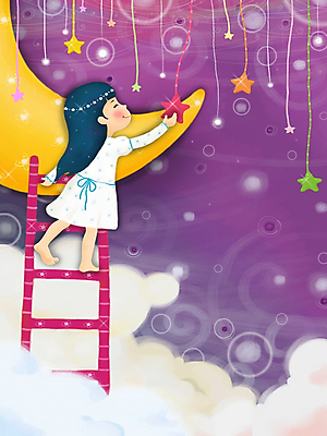 PSD 캐릭터 여자 감정 별 초등학생 어린이 일러스트 사다리 상상 페인터 한명 미소 웃음 사람 소녀 판타지 달 초승달 순수 여자만 여자한명만 어린이만 소녀만 소녀한명만 일러캐릭터 자연요소 1 학생 컨셉 페인팅 표정 도구 파일형식