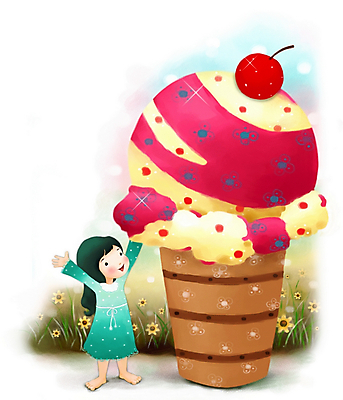 PSD 캐릭터 여자 감정 초등학생 어린이 일러스트 상상 페인터 아이스크림 한명 사람 소녀 야외 판타지 순수 여자만 여자한명만 어린이만 소녀만 소녀한명만 일러캐릭터 1 학생 컨셉 페인팅 디저트 파일형식