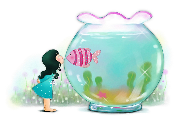 PSD 캐릭터 여자 감정 초등학생 어린이 일러스트 상상 페인터 키스 어류 한명 사람 소녀 판타지 어항 순수 붕어 여자만 여자한명만 어린이만 소녀만 소녀한명만 일러캐릭터 1 학생 컨셉 페인팅 수중동물 애정표현 파일형식