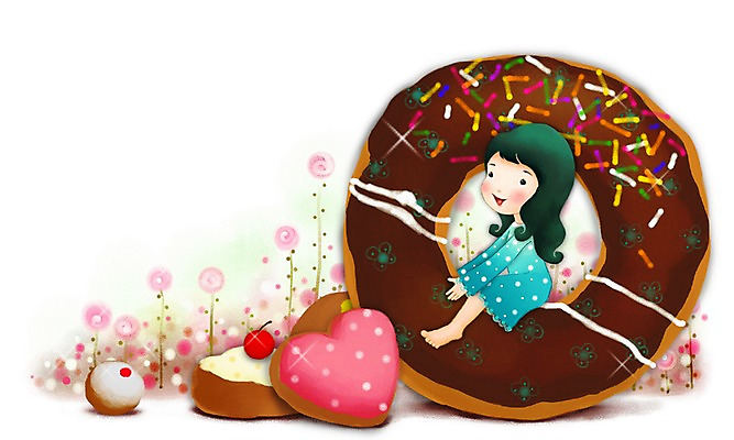 PSD 캐릭터 여자 감정 초등학생 어린이 음식 빵 일러스트 상상 페인터 디저트 한명 사람 소녀 사람없음 판타지 도넛 순수 여자만 여자한명만 어린이만 소녀만 소녀한명만 일러캐릭터 1 학생 컨셉 페인팅 파일형식