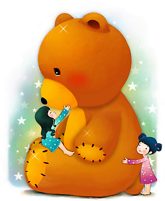 PSD 캐릭터 여자 감정 어린이 인형 일러스트 상상 페인터 사람 두명 판타지 곰인형 순수 여자만 어린이만 소녀만 일러캐릭터 컨셉 페인팅 파일형식