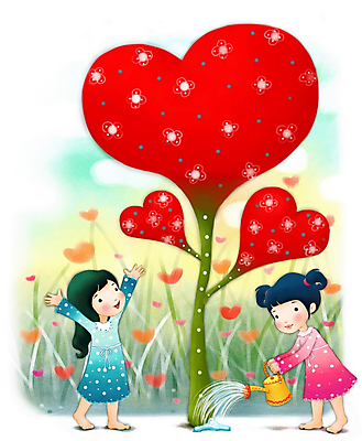 주간 PSD 식물 캐릭터 여자 감정 어린이 일러스트 상상 페인터 사랑 사람 야외 두명 판타지 물뿌리개 하트 순수 물주기 여자만 어린이만 소녀만 일러캐릭터 자연요소 모양 컨셉 모션 페인팅 파일형식