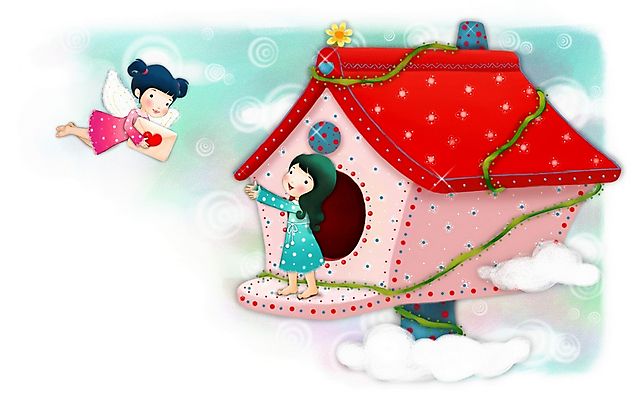 PSD 캐릭터 여자 감정 어린이 일러스트 상상 페인터 천사 사람 두명 판타지 우체통 편지 순수 여자만 어린이만 소녀만 소식_알림 일러캐릭터 컨셉 페인팅 파일형식