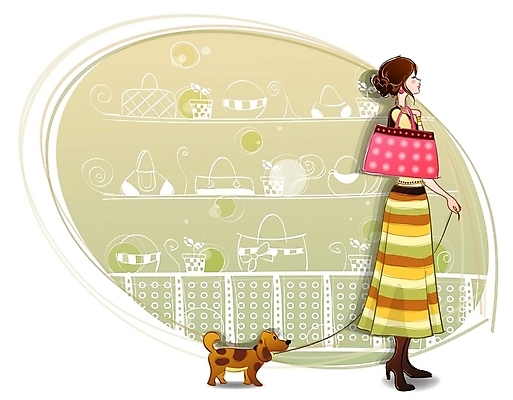 EPS 전신 모델 우먼라이프 라이프스타일 여자 패션 반려견 포즈 가방 일러스트 한명 사람 20대 성인 반려동물 쇼핑 상점 핸드백 개 강아지 여자만 여자한명만 성인여자만 청년만 청년여자만 성인한명만 청년여자한명만 성인여자한명만 성인만 국내일러스트 동물 1 잡화 포유류 청년 생활 파일형식 벡터