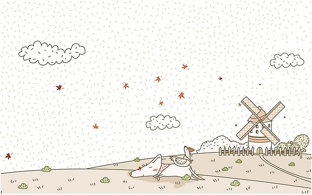 EPS 동물 구름 척추동물 육지동물 사계절 계절 공공시설 백그라운드 일러스트 포유류 자연 하늘 휴식 초원 사람없음 야외 풍차 가을 닭 개 낮잠 가을배경 국내일러스트 자연요소 컨셉 조류 잠 시설 생태계 파일형식 벡터 가을_계절