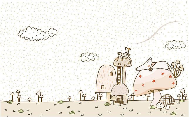 EPS 동물 구름 척추동물 육지동물 사계절 계절 백그라운드 일러스트 포유류 자연 하늘 초원 사람없음 야외 버섯 가을 닭 개 낮잠 가을배경 국내일러스트 자연요소 조류 잠 생태계 파일형식 벡터 가을_계절