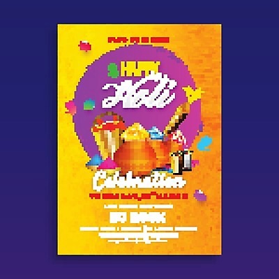 EPS 해외이미지 전통 배너 포스터 종교 문화 백그라운드 일러스트 텍스트 휴가 이벤트 파란색 컬러풀 노란색 파티 축제 총 축하 의식 냄비 인도인 양동이 묘사 기회 숭배 힌두교 레터링 현실 해외202004 해외일러스트 외국인 무기 컬러 컨셉 동양인 솥 파일형식 벡터