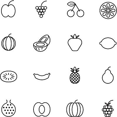 EPS 해외이미지 클립아트 디자인 선 음식 과일 일러스트 버튼 딸기 포도 건강 식이요법 그래픽 웹 체리 사과 레몬 심볼 파인애플 사인 복숭아 코코넛 UI 얇은 엘리먼트 인터페이스 해외202004 해외일러스트 인터넷 열대과일 파일형식 벡터