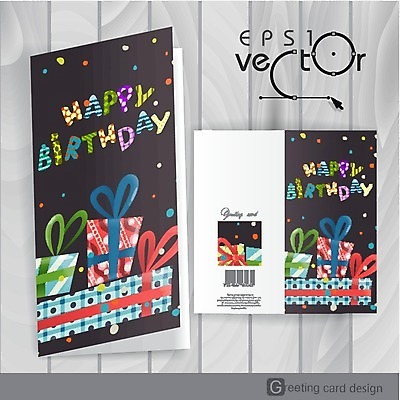 EPS 해외이미지 배너 기념일 행복 리본 일러스트 텍스트 선물 이벤트 팜플렛 사람없음 목재 상자 파티 케이크 축하 생일 엽서 초대 축하카드 생일축하 생일카드 해외202004 해외일러스트 나무 감정 컨셉 재료 디저트 카드_감사 편지 파일형식 벡터