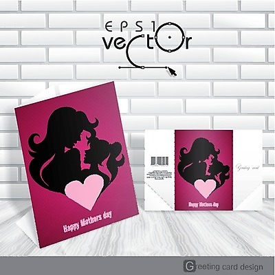 EPS 해외이미지 행복 실루엣 분홍색 일러스트 가족 사랑 사람없음 하트 축하 어머니의날 해외202004 해외일러스트 모양 기념일 감정 컬러 컨셉 관계 촬영기법 미국문화 파일형식 벡터