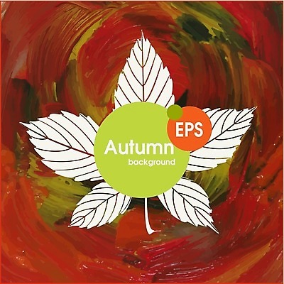 EPS 해외이미지 식물 백그라운드 잎 일러스트 자연 수채화 사람없음 빨간색 초록색 갈색 가을 기름 밤 해외202004 해외일러스트 계절 음식 컬러 견과류 생태계 파일형식 벡터