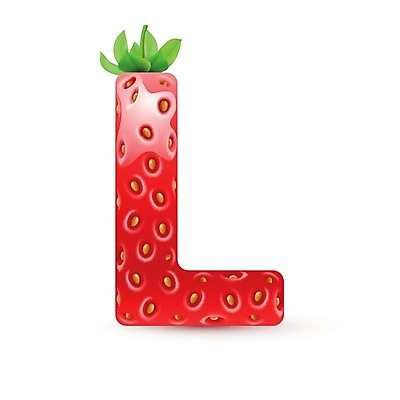 EPS 해외이미지 모양 알파벳 일러스트 텍스트 딸기 대문자 사람없음 빨간색 L 맛있는 해외202004 해외일러스트 영어 컬러 과일 파일형식 벡터