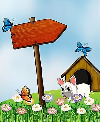 EPS 해외이미지 꽃 화살표 나비 잎 일러스트 사람없음 반려동물 정원 강아지 개집 해외202004 해외일러스트 식물 동물 곤충 개 애견용품 파일형식 벡터