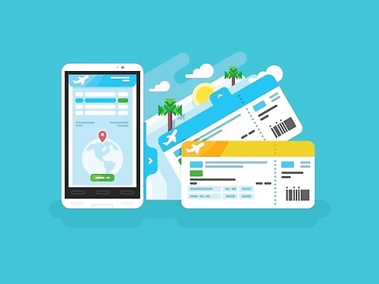 EPS 해외이미지 무료이미지 디자인 여행 컨셉 일러스트 모바일 휴가 사람없음 스마트폰 항공권 예약 해외202004 해외일러스트 핸드폰 스마트기기 티켓 파일형식 벡터 무료콘텐츠