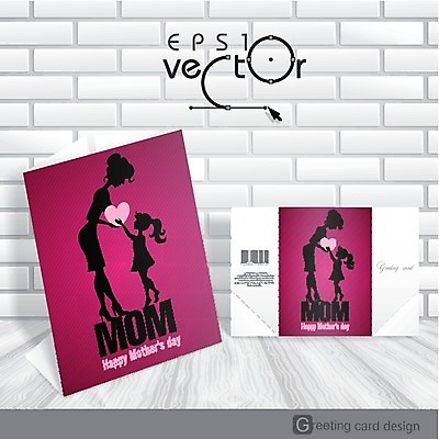 EPS 해외이미지 행복 실루엣 분홍색 일러스트 가족 사랑 사람없음 하트 축하 어머니의날 해외202004 해외일러스트 모양 기념일 감정 컬러 컨셉 관계 촬영기법 미국문화 파일형식 벡터