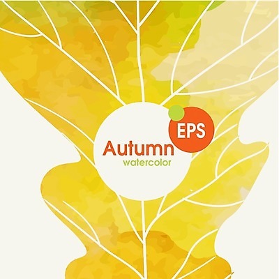EPS 해외이미지 식물 백그라운드 잎 일러스트 자연 수채화 사람없음 초록색 노란색 가을 해외202004 해외일러스트 계절 컬러 생태계 파일형식 벡터