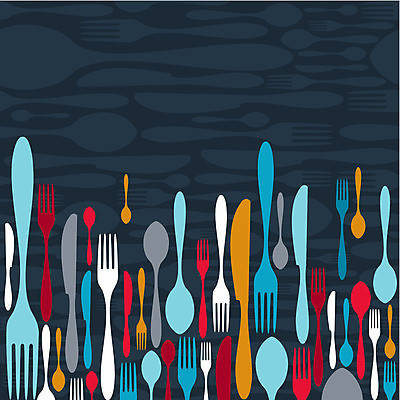 EPS 해외이미지 포크 일러스트 사람없음 숟가락 나이프 남색 해외202004 해외일러스트 식기 컬러 수저 칼 파일형식 벡터