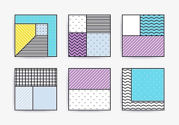 EPS 해외이미지 디자인 패턴 일러스트 추상 미술 사람없음 세트 컬러풀 팝아트 기하학 멤피스디자인 해외202004 해외일러스트 컬러 무늬 문화예술 그림 파일형식 벡터