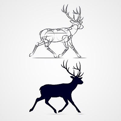 EPS 해외이미지 모양 동물 템플릿 디자인 실루엣 백그라운드 크리스마스 일러스트 사슴 뿔 사람없음 그래픽 달리기 검은색 흰색 스케치 그림 심플 순록 엘리먼트 해외202004 해외일러스트 기념일 컬러 포유류 모션 촬영기법 미술 파일형식 벡터