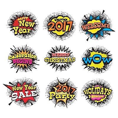 EPS 해외이미지 배너 포스터 백그라운드 말풍선 일러스트 텍스트 휴가 이벤트 세트 컬러풀 파티 축제 수확 축하 복고 기회 팝아트 코믹 초대 해피뉴이어 환영 파열 2017년 효과 해외202004 해외일러스트 컬러 컨셉 농업 새해인사 연도 그림 파일형식 벡터
