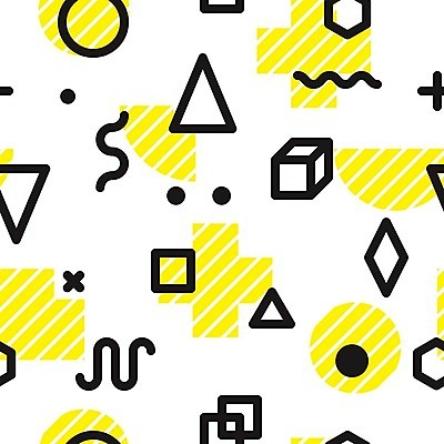 EPS 해외이미지 모양 디자인 선 백그라운드 패턴 일러스트 추상 사람없음 그래픽 노란색 검은색 원형 플랫 기하학 팝 스타일 멤피스디자인 해외202004 해외일러스트 도형 컬러 무늬 파일형식 벡터