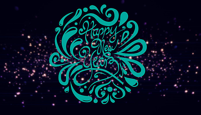 포토 JPG 해외이미지 디자인 사람없음 컴퓨터그래픽 파란색 빛 반짝임 디지털 보라색 원형 메시지 해피뉴이어 해외202004 해외포토 도형 컬러 모션 그래픽 새해인사 파일형식