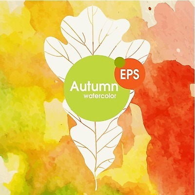 EPS 해외이미지 식물 백그라운드 잎 일러스트 자연 수채화 사람없음 빨간색 초록색 노란색 가을 기름 해외202004 해외일러스트 계절 음식 컬러 생태계 파일형식 벡터